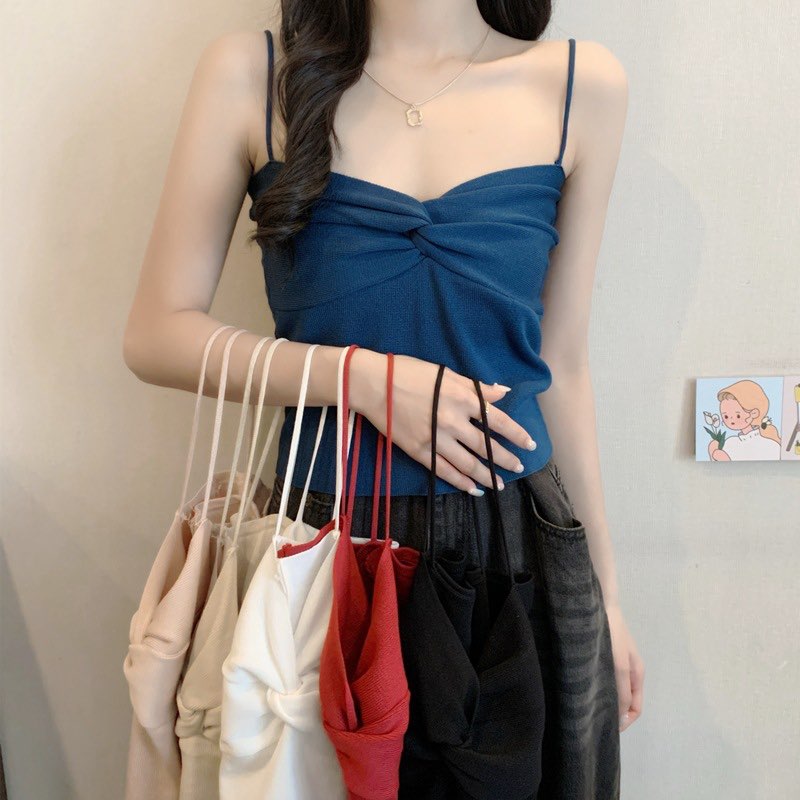 Áo hai dây N04 nữ dáng ôm, áo 2 dây nữ croptop đẹp vải cotton co dãn N04