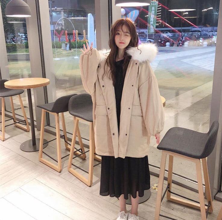 [ CỰC HOT ] Áo Khoác Kaki Lót Lông Dày Ấm Mũ Lông Trắng Đẹp Form Rộng Áo Khoác Kaki 2 Lớp Lông Cừu 🦋FREESHIP🦋 Áo Khoát Dày Mũ Lông Xù Dáng Hàn Nhiều Màu G58