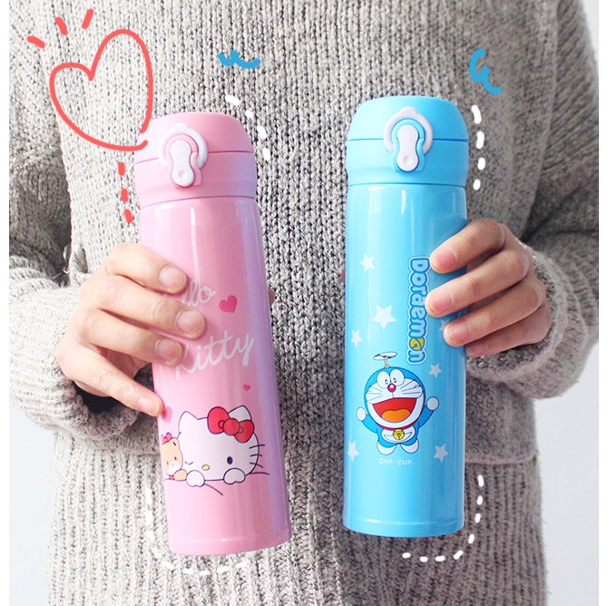 500ml stainless steel thermos bottle 304 buckle Mount lid design high quality baby bottle thermos bottle-cute high quality baby bottle for school, go for the picnic