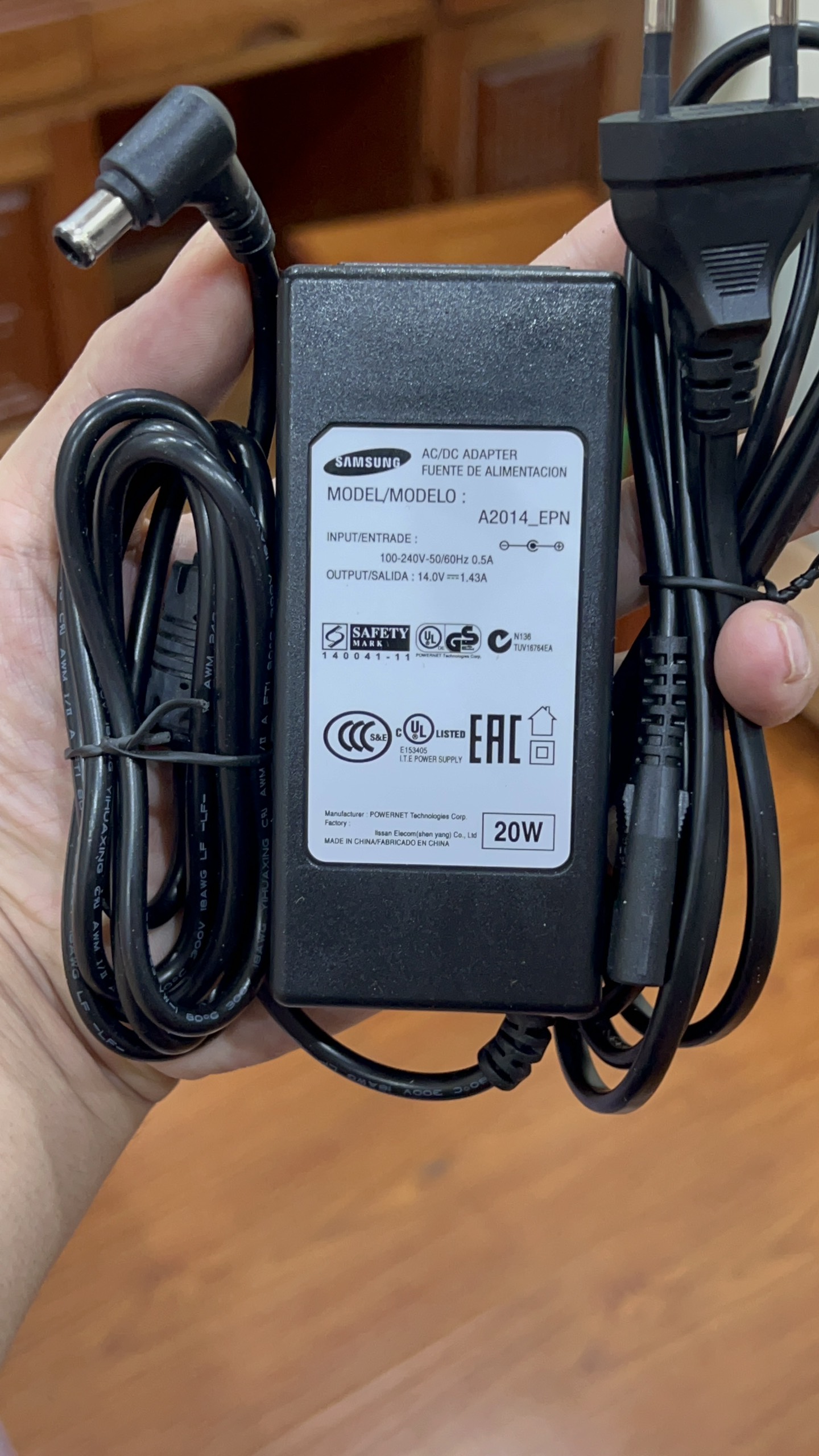 Dây nguồn màn hình LCD & LED Monitor samsung 14v 1.43a 20w