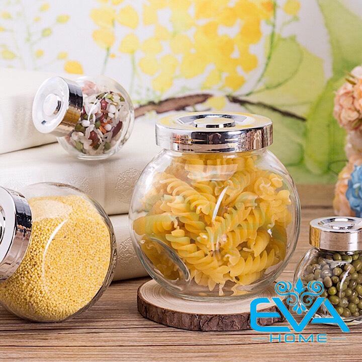 Hũ đựng gia vị thuỷ tinh 380 ml đáy nghiêng nắp nhiều màu m1115