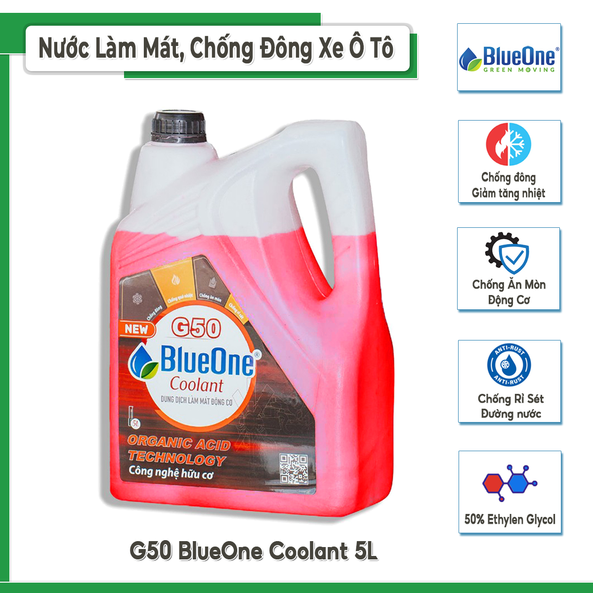 Nước làm mát ô tô g50 5l blueone coolant