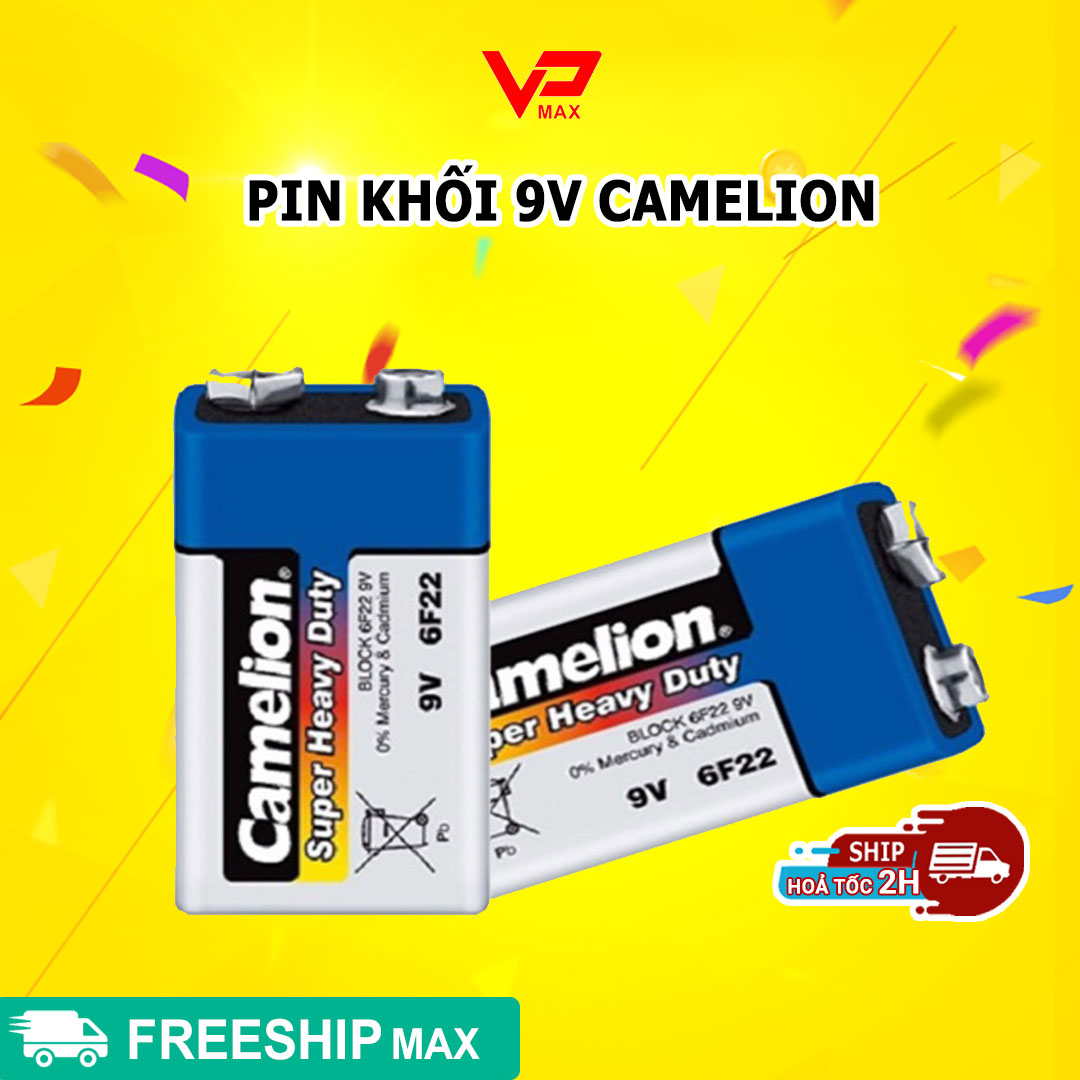 Combo 2 pin khối pin vuông 9V Camelion dùng cho Micro không dây máy báo khói đèn LED đèn pin quạt điện mini đồ chơi trẻ em