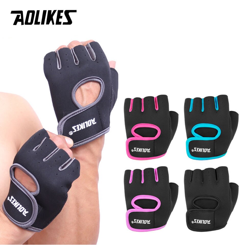 Găng tay tập gym Nam Nữ AOLIKES A-1678 thiết kế hở ngón ôm tay chống trơn trượt Sport Breathable Gloves