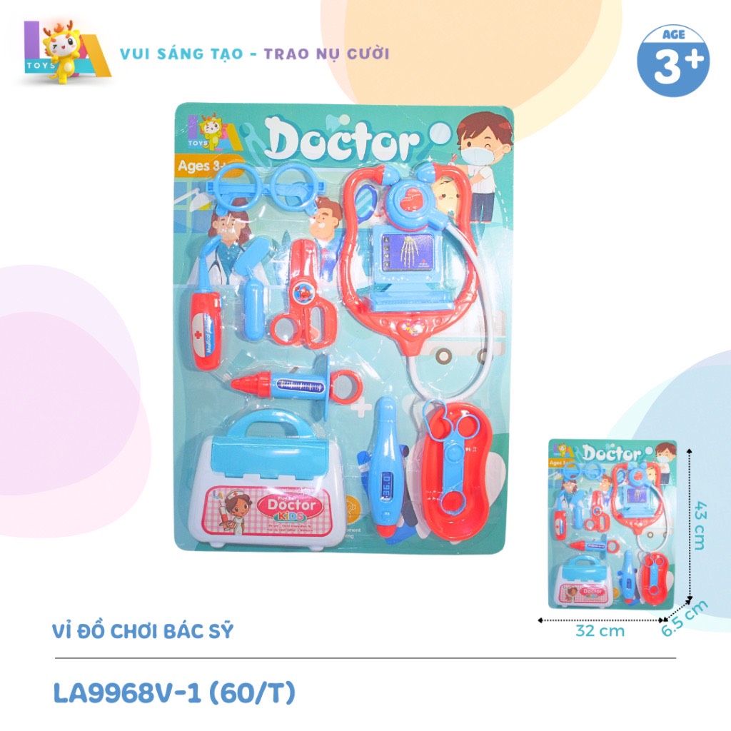 Vỉ Đồ chơi bác sĩ trẻ em, gồm hộp y tế y tá
