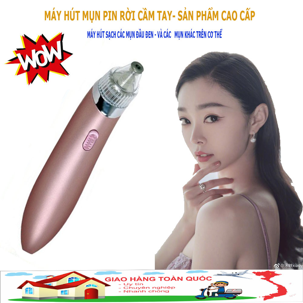 Máy Hút Mụn,Máy Hút Mụn Spa, Máy Hút Bã Nhờn; Thiết kế nhỏ gọn, mềm mại; Máy có 4 đầu hút, sử dụng Pin rời-GIÁ CỰC HẤP DÂN+MÓC ĐIỆN THOẠI-MUA NGAY!