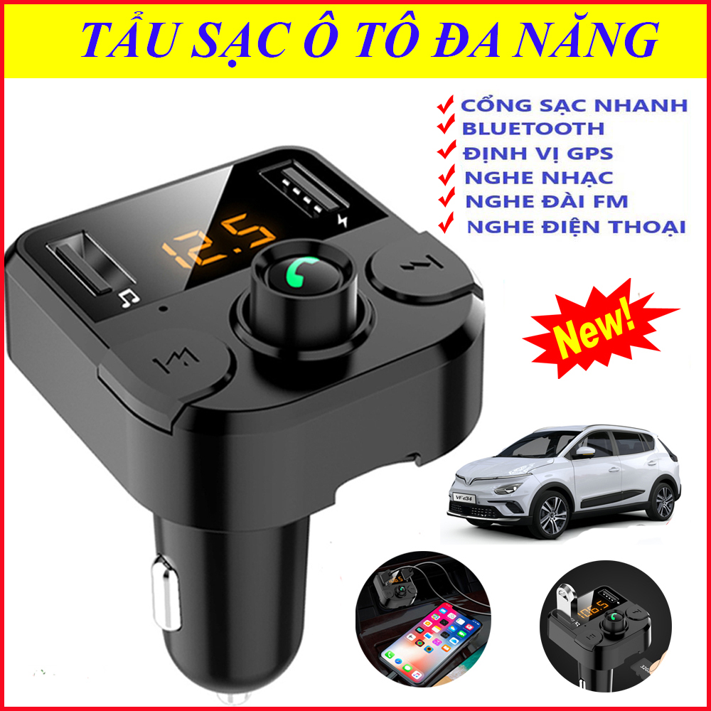 Tẩu Sạc Ô Tô Cao Cấp, có 2 cổng USB, Nghe Nhạc, Kết Nối Điện Thoải rảnh Tay, kết nối nhanh, mạnh mẽ, sang trọng, Nhỏ Gọn. BẢO HÀNH 1 ĐỔI 1, MUA NGAY!
