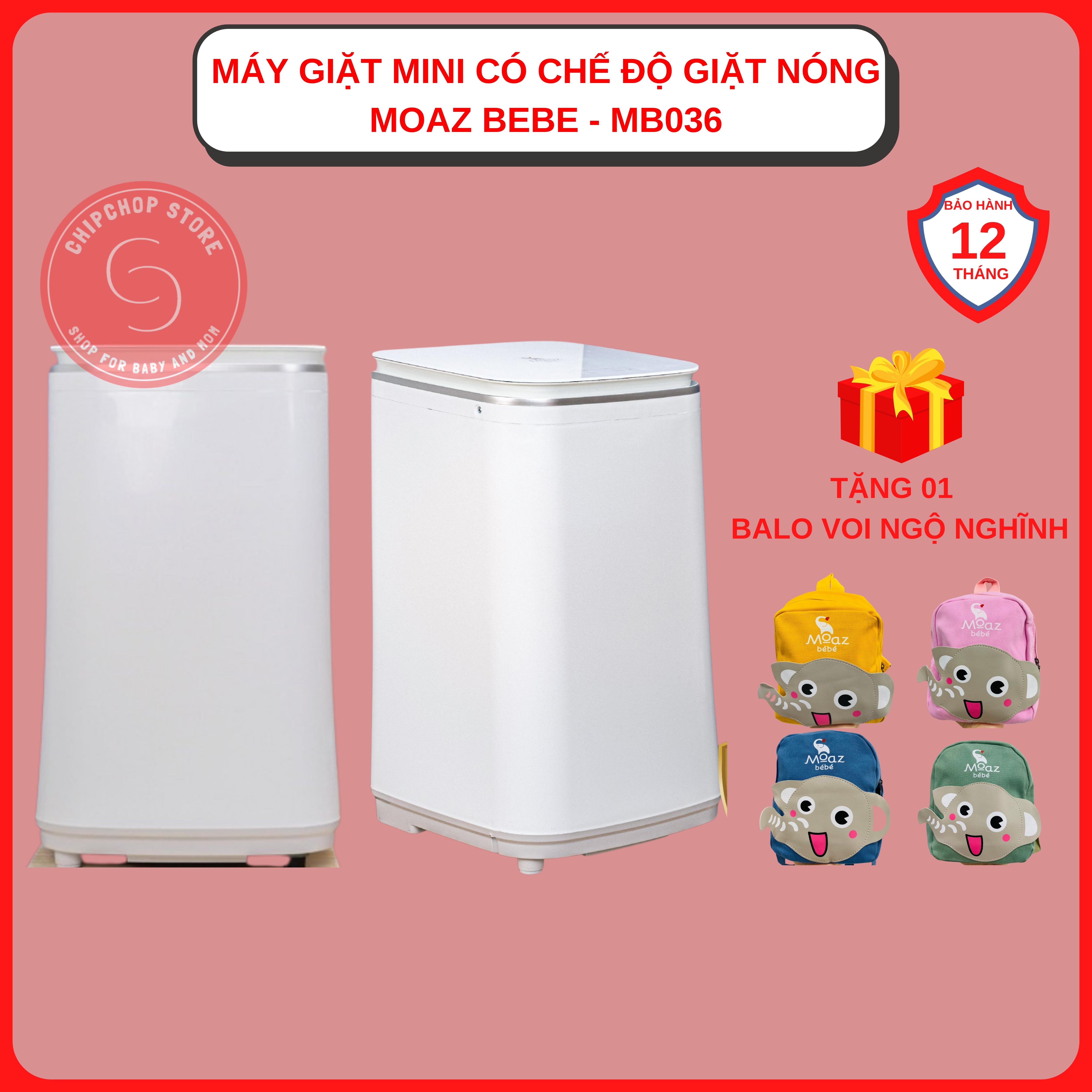 Máy giặt mini Moaz be be mb-036 có chế độ nước nóng bảo hành chính hãng