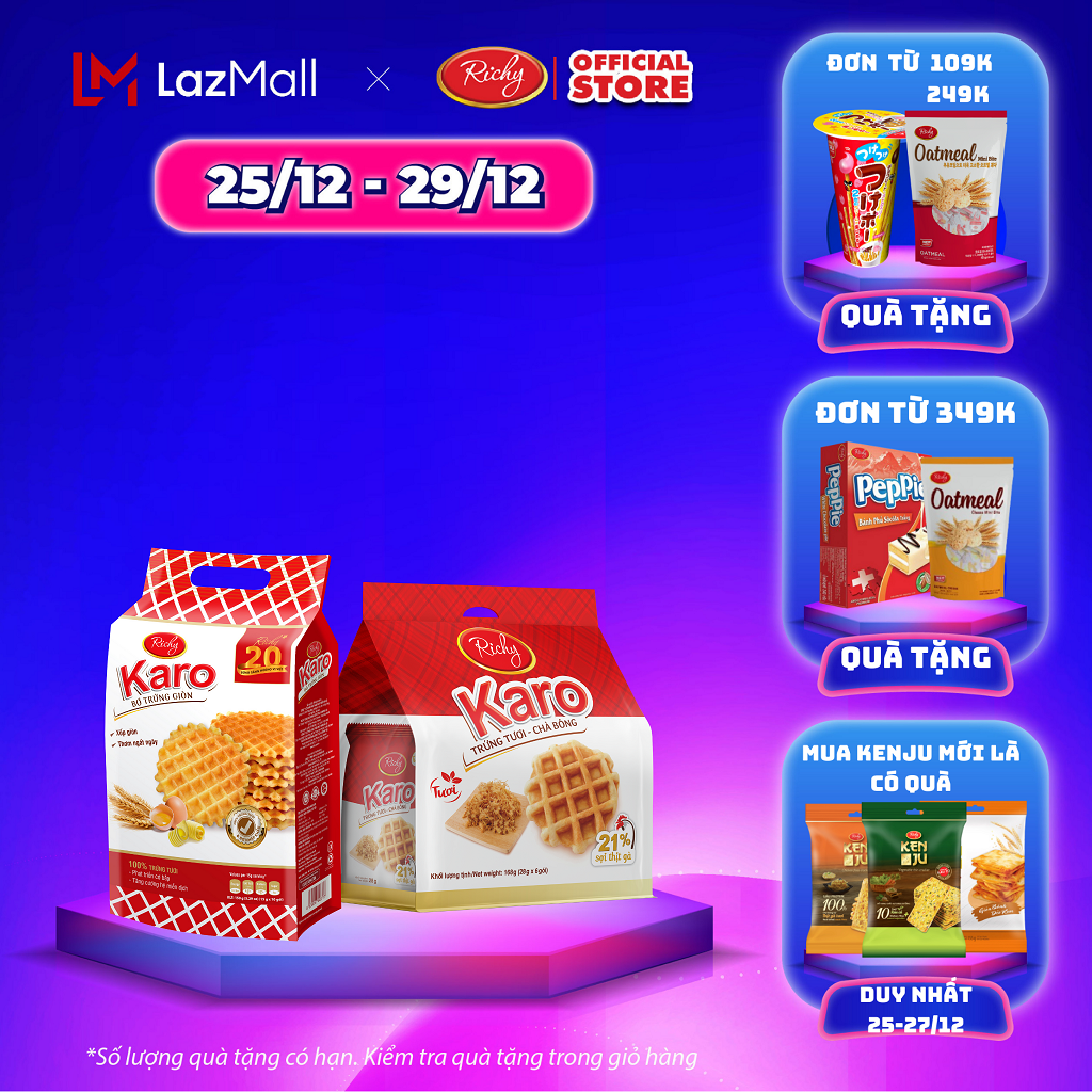 Combo bánh Karo sợi gà- Karo giòn thơm ngon - bánh kẹo Richy