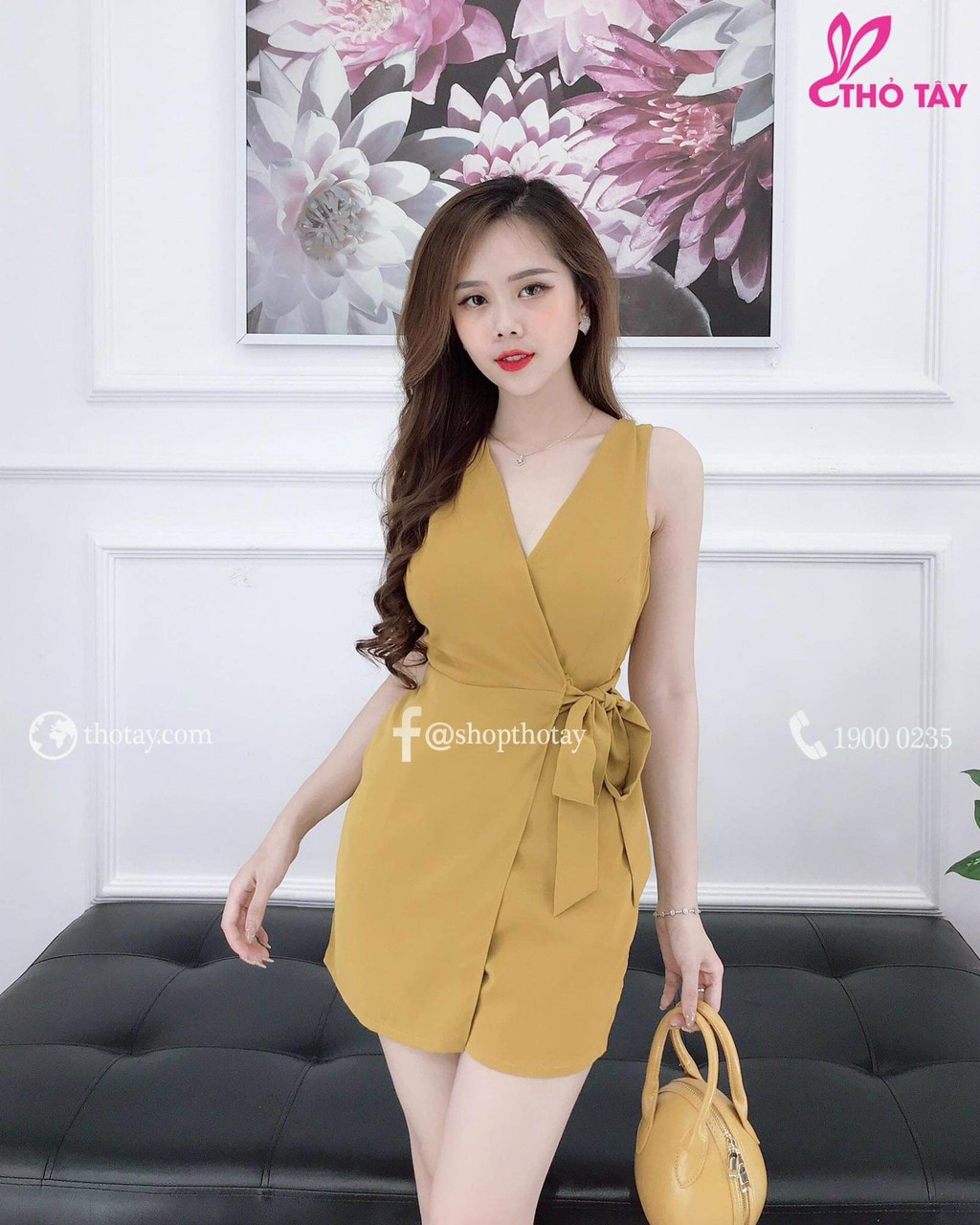 Jum cổ tim cột nơ eo siêu cute