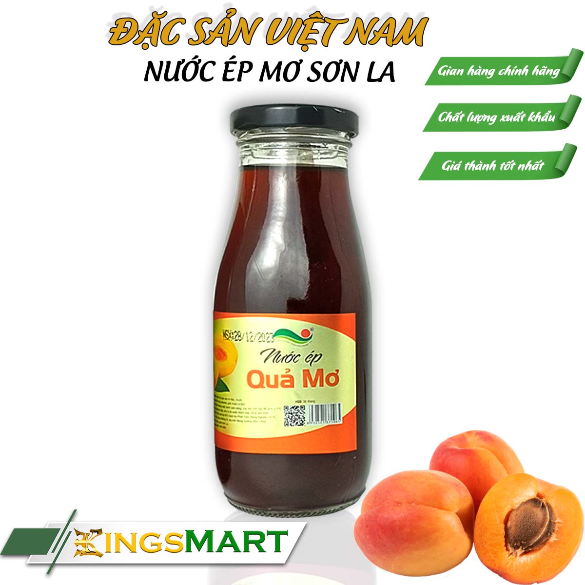 Nước ép từ mơ sơn la - thương hiệu mận mộc châu - đặc sản sơn la - chai 300ml - kingsmart