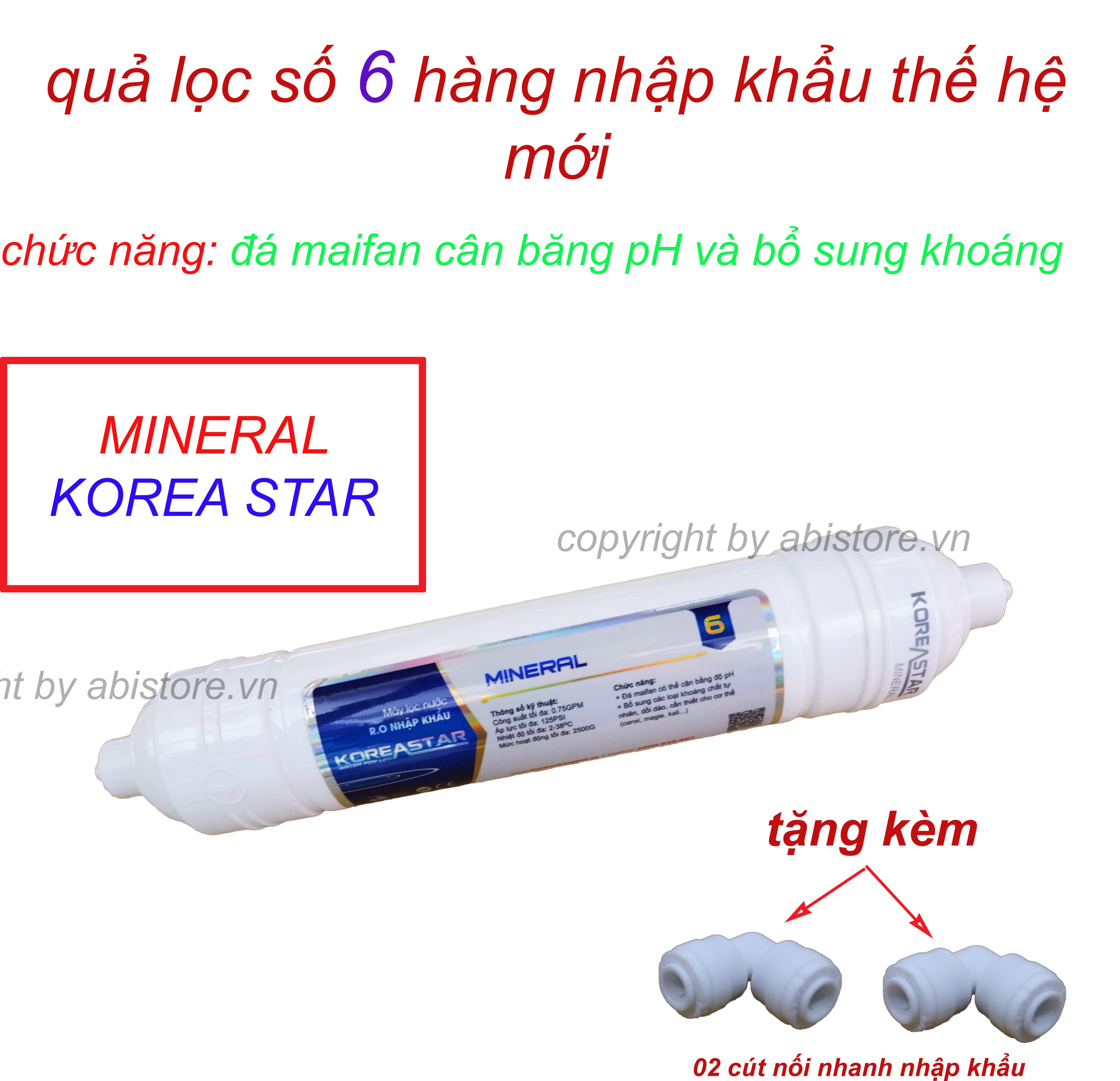 LÕI LỌC NƯỚC SỐ 6 ĐÁ MAIFAN ( MINERAL ) KOREASTAR NHẬP KHẨU CAO CẤP( mua lẻ từng lõi không có tem như hình chỉ có chữ dập nhãn hiệu và tên lõi )