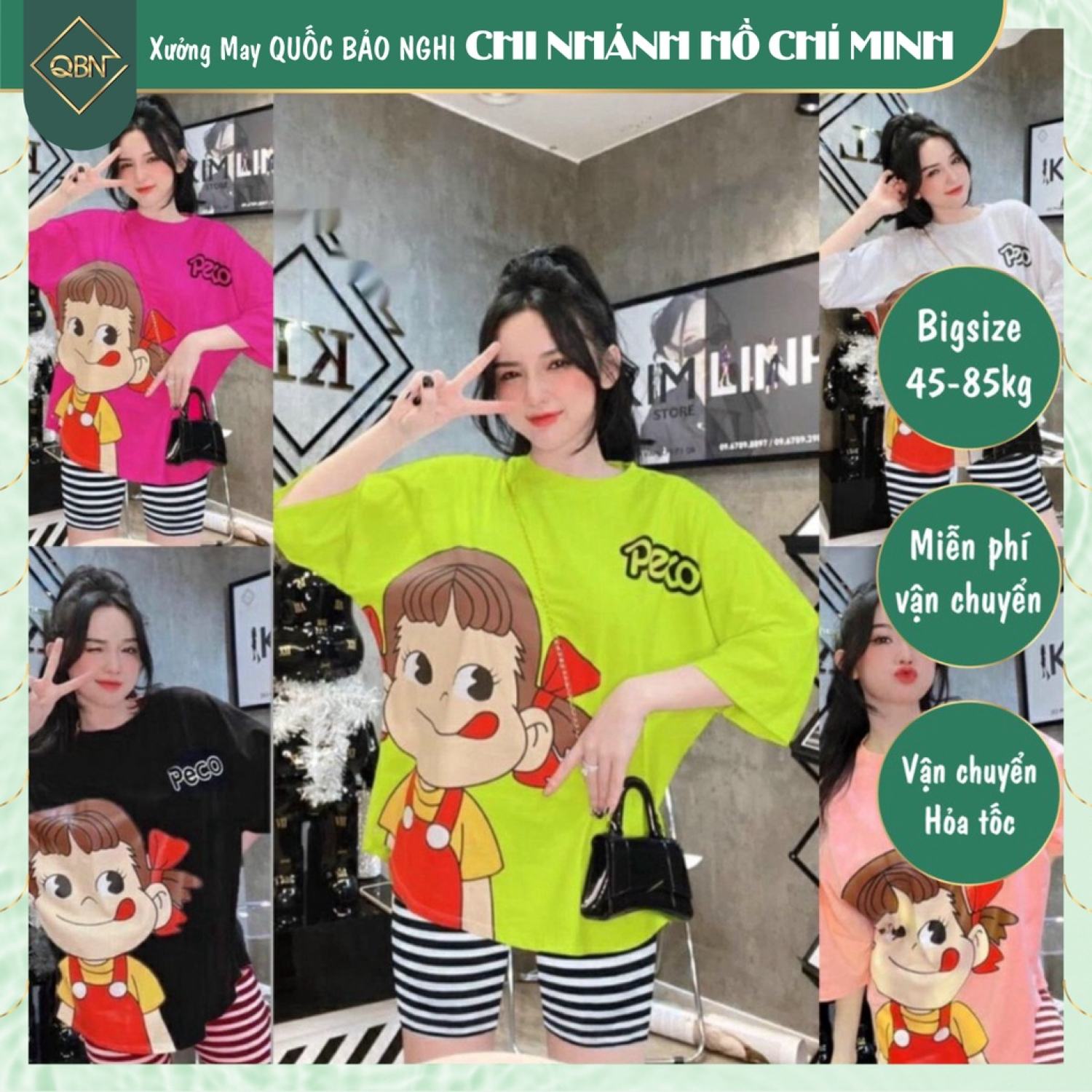 Set bộ mặc nhà dễ thương quần lửng thun gân in peko
