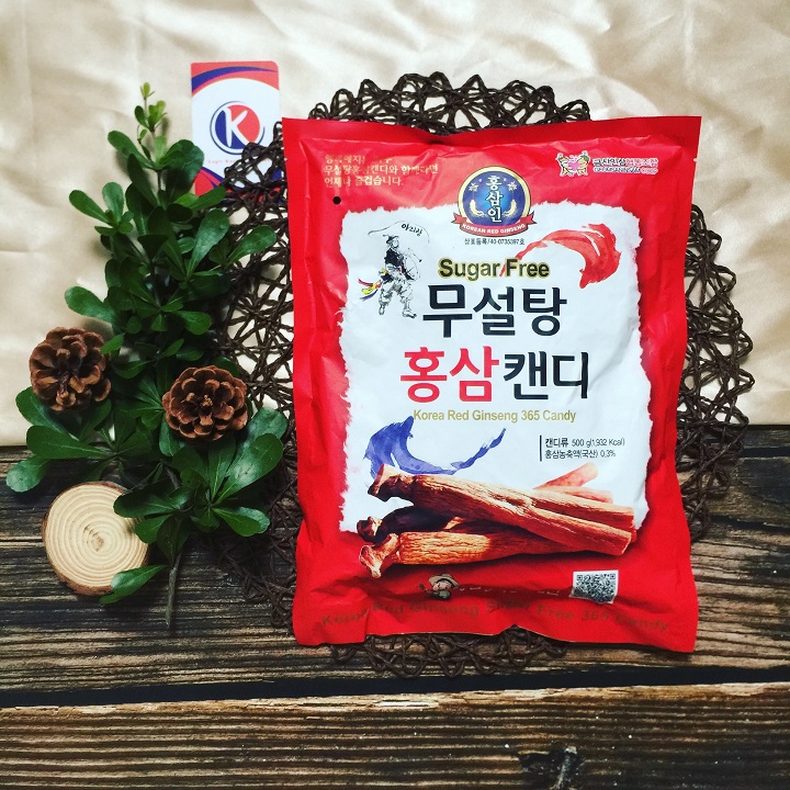 [HCM]Kẹo Hồng Sâm Không Đường Đỏ 365 gói 500g - SUGAR FREE GINSENG CANDY