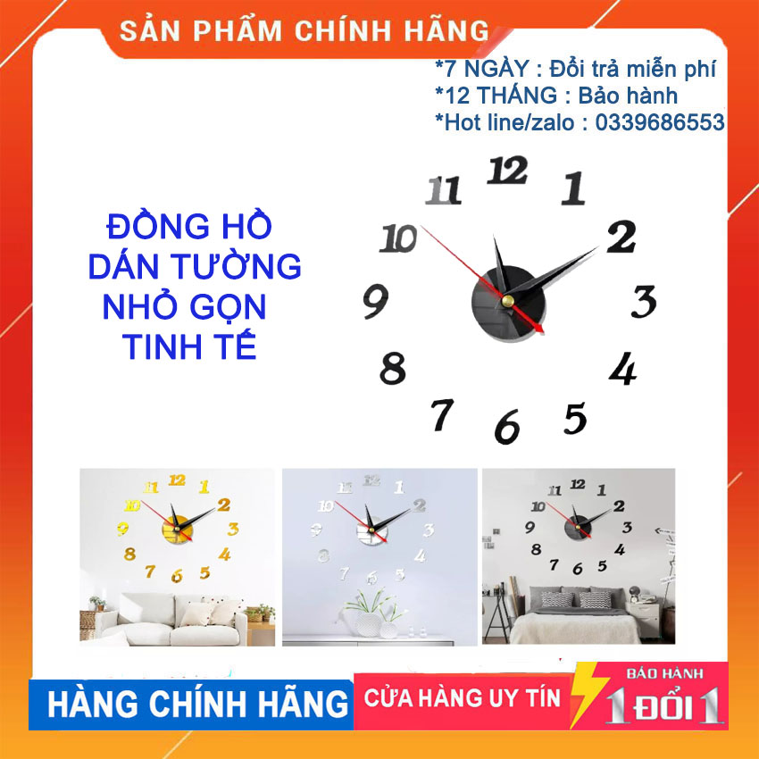 [HCM][ gaimr giá 50% ] Đồng Hồ Dán Tường Đồng Hồ Treo Tường Thiết Kế 3D Sang Trọng Kiểu Châu Âu - Thiết Kế Đơn Giản Độc Đáo
