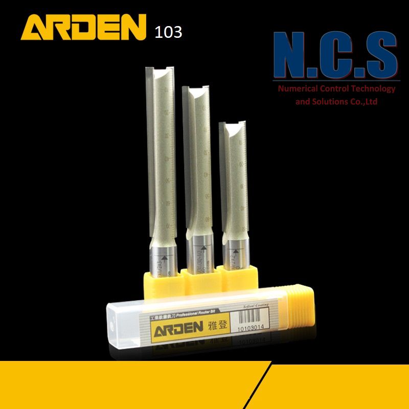Arden 0103 - mũi phay gỗ cnc 12.7x12.7, 2 lưỡi thẳng dài 50,63,76mm soi, lấy nền