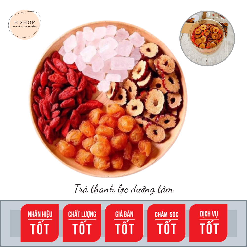 [1 gói dùng thử] Trà thanh lọc dưỡng tâm (long nhãn, kì tử, táo đỏ thái lát, đường phèn bi)