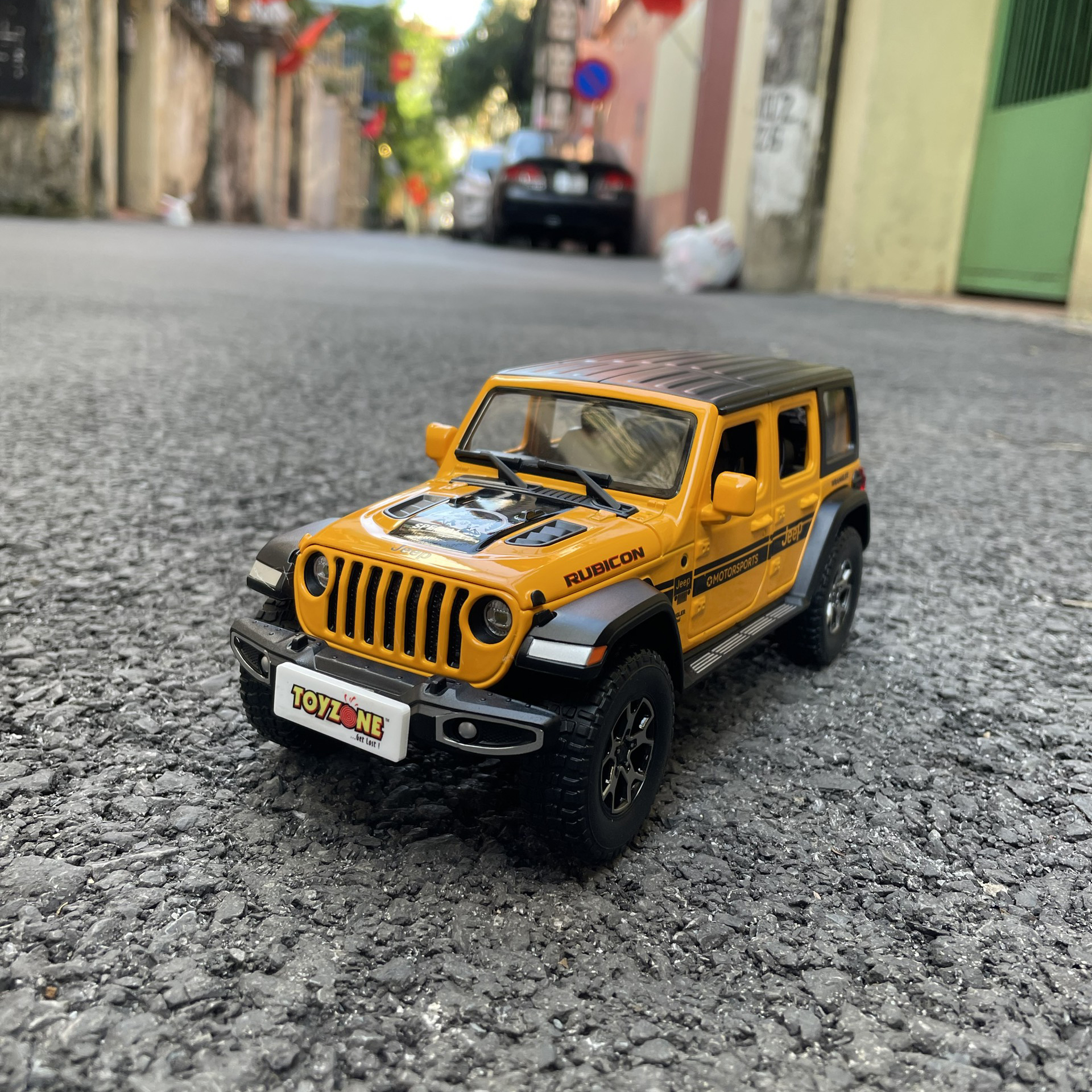 Mô hình xe Jeep Wrangler Rubicon 4 cửa tỉ lệ 1:22 bằng hợp kim, có đèn âm thanh hãng Double Horses