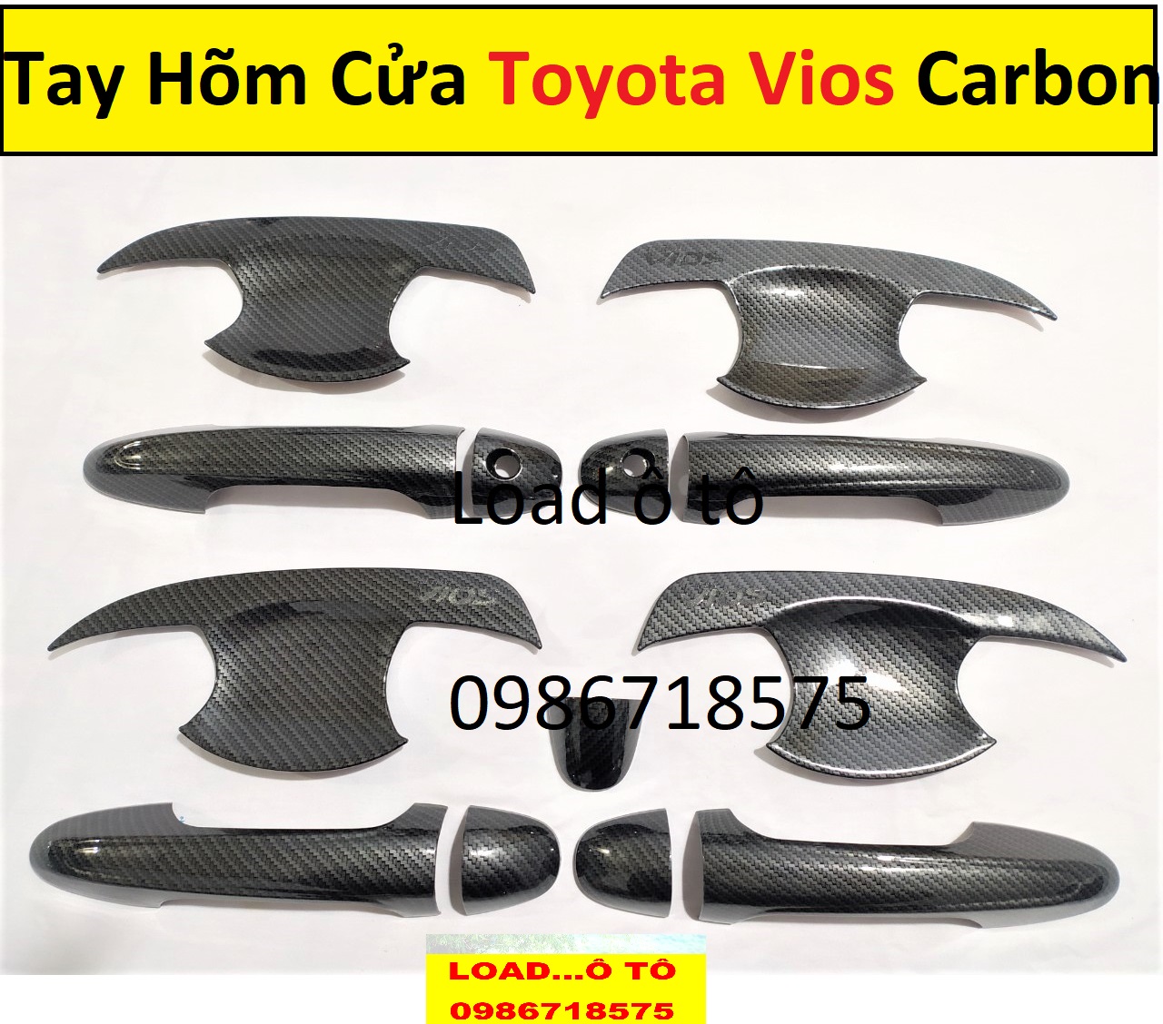 Ốp tay hõm cửa xe toyota vios 2023-2019 mẫu vân carbon cao cấp, bộ sản phẩm tay hõm