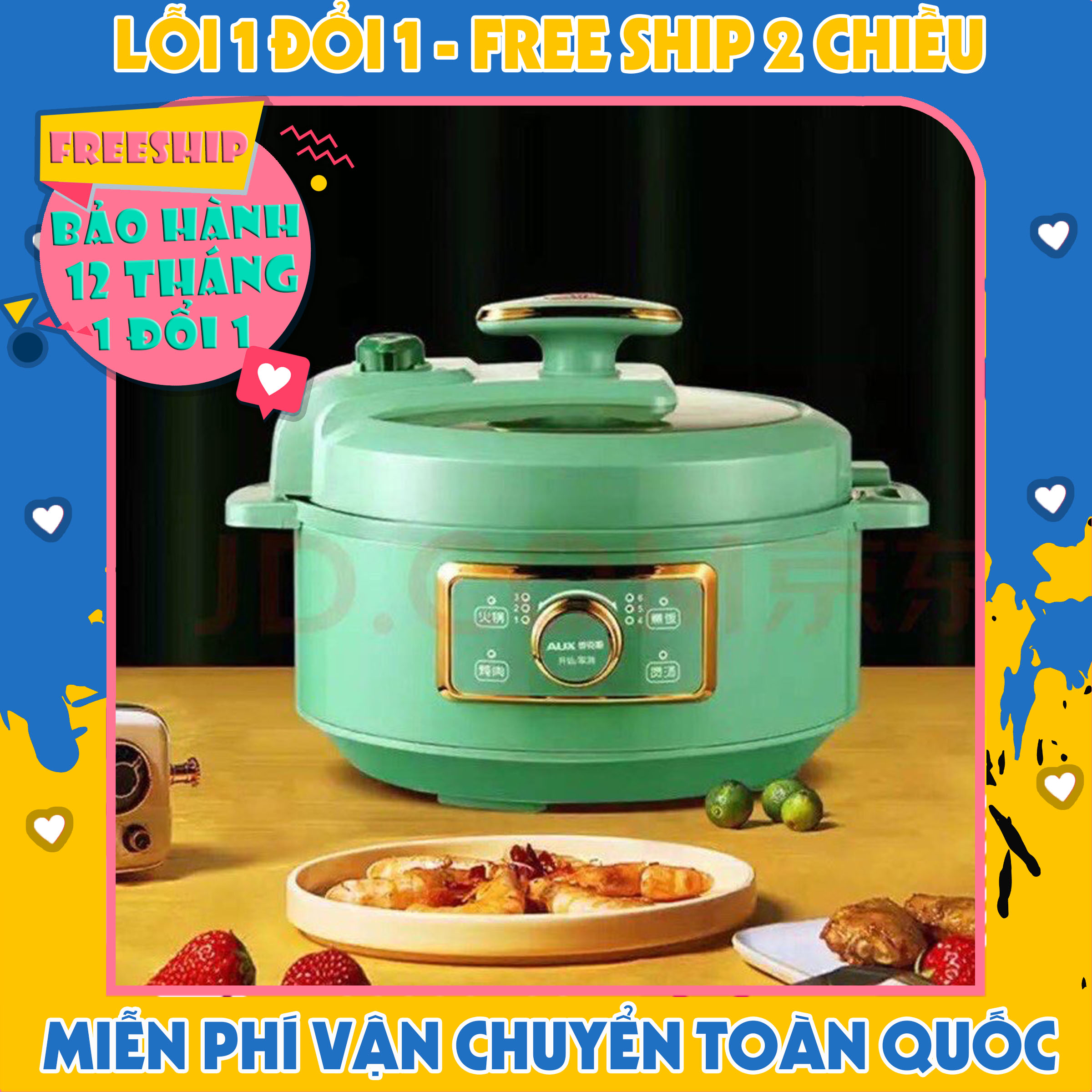 [Bảo Hành 24 Tháng] Nồi Áp Suất Điện Đa Năng Nội Địa Trung Nấu Cơm, Hầm, Nấu Soup, Chiên, Xào...