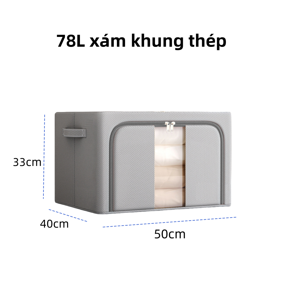 Hộp Vải Đựng Quần Áo Túi Vải KHUNG THÉP 150L Túi Đựng Quần Áo  gấp hộp chơi chăn màn đồ đa năng storage box chống ẩm cao cấp hộp lưu trữ