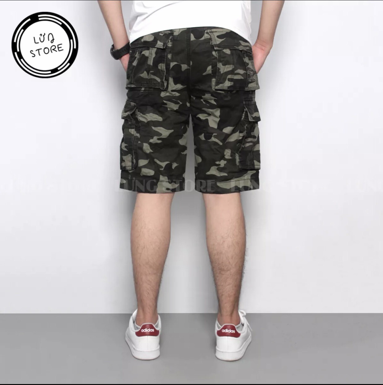 Quần short nam kaki túi hộp LỬNG hoạ tiết lính rằn ri_ USA