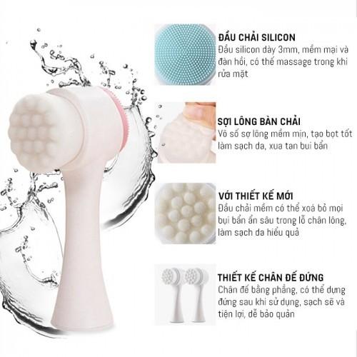 Cọ rửa mặt 2 đầu Silicon làm sạch sâu da mặt sạch mụn