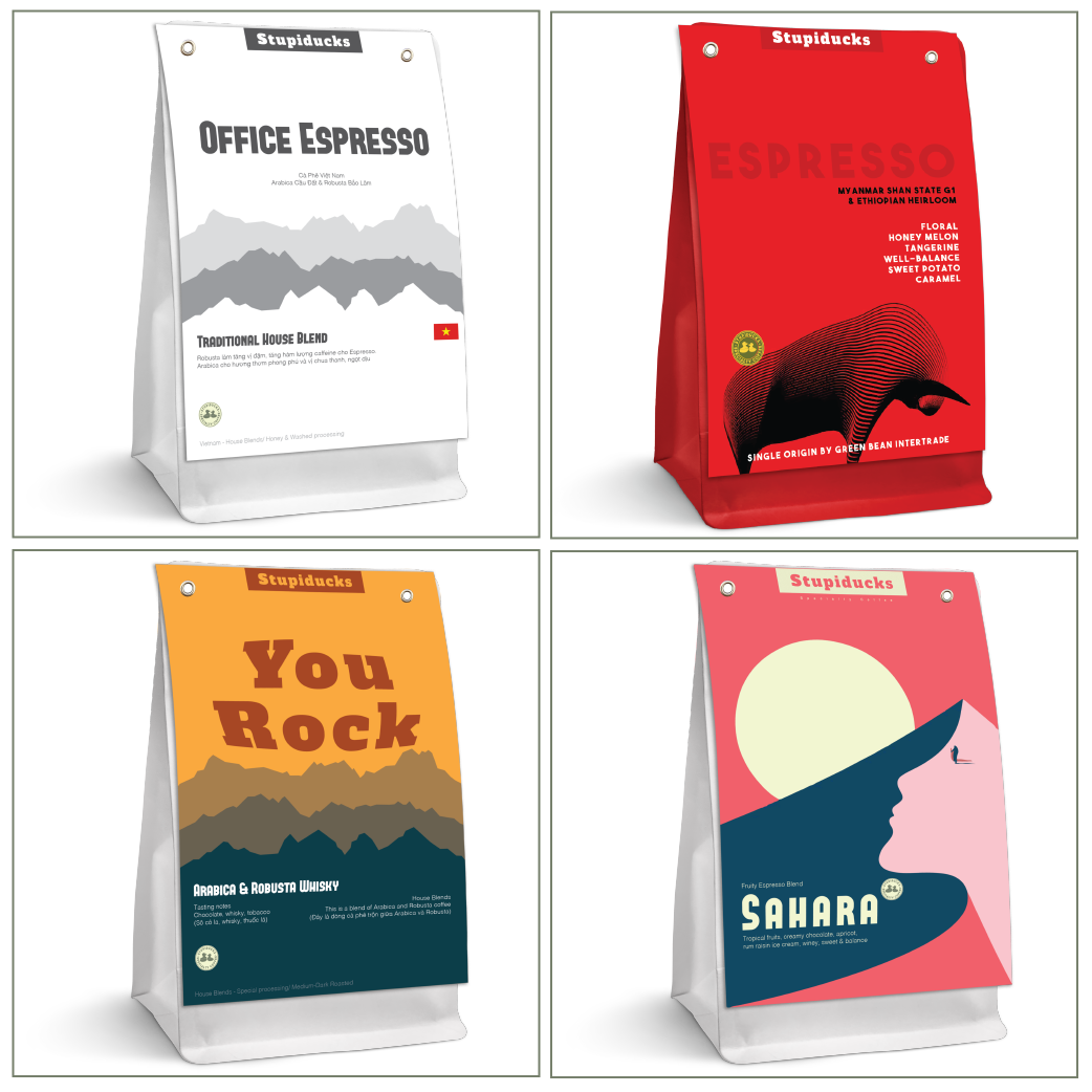 Cà phê specialty Espresso Lover Set 4 bags - Stupiducks Specialty Coffee