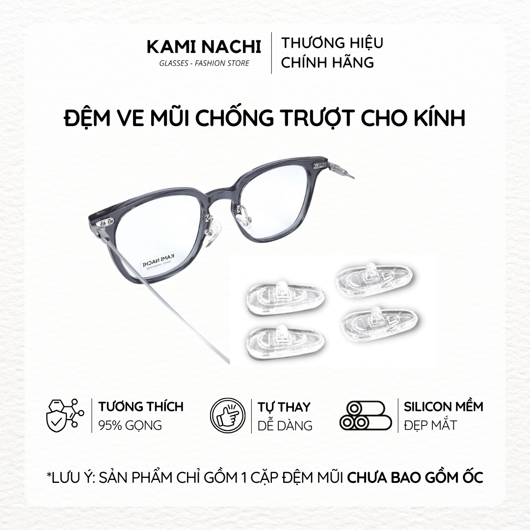 Bộ 2 miếng đệm mũi trong suốt bằng silicon cho kính kim loại KAMI NACHI