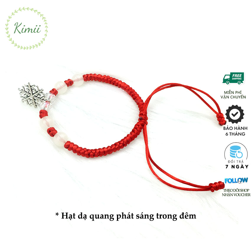 Vòng tay dây tim may mắn đá dạ quang bông tuyết V93, Vòng tay phong thủy, Vòng tay handmade