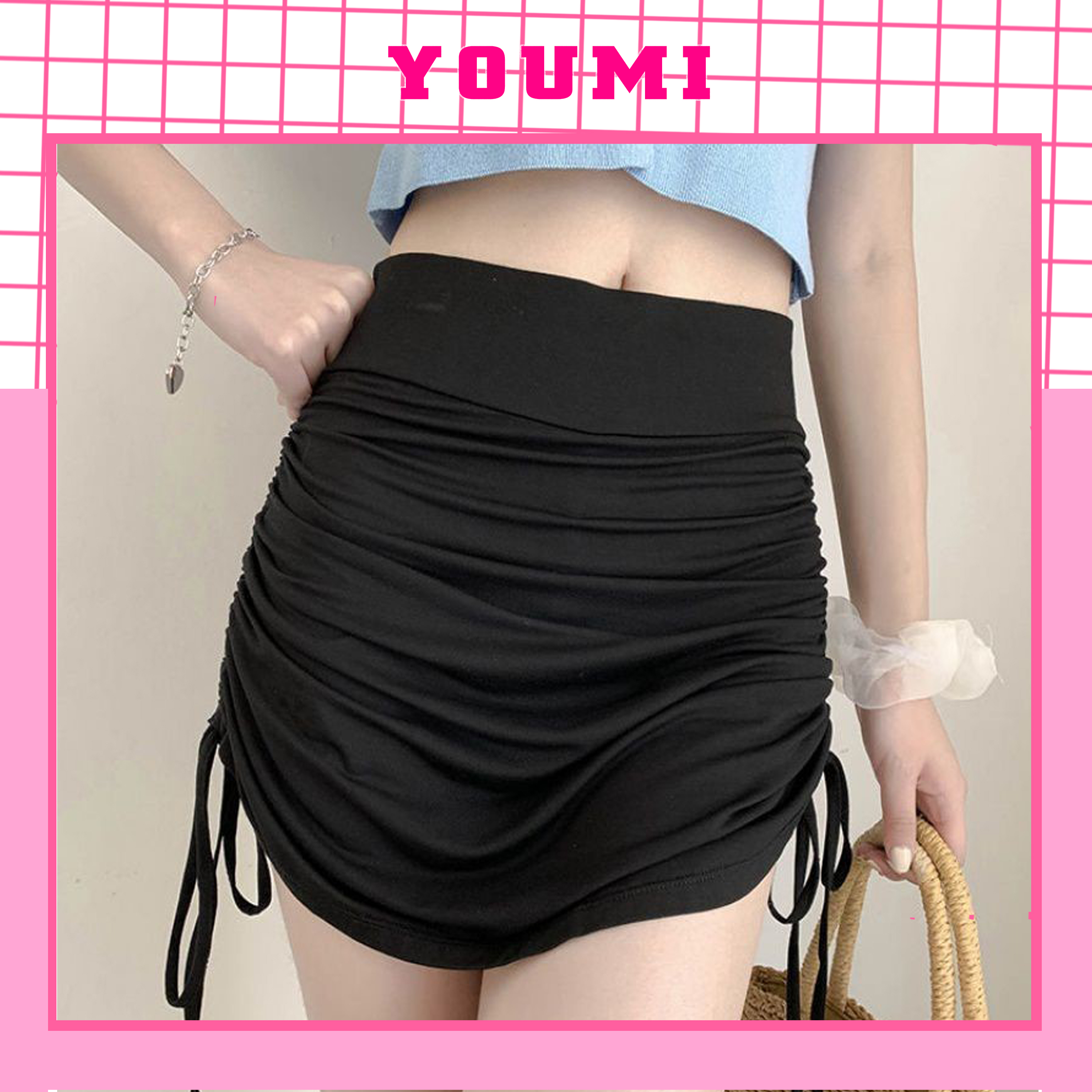 Chân váy rút dây 2 bên chân váy ngắn nữ body nhún hông ulzzang YOUMI