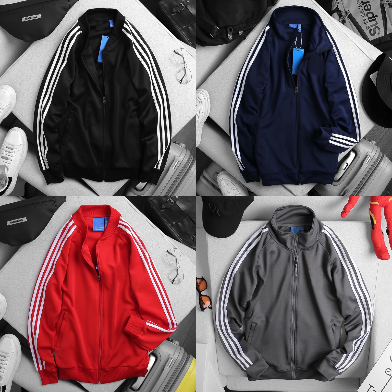 [Hoàn Tiền 15%] Áo Khoác Thun Nam Nữ  Thể Thao Sọc Unisex ChấT Poly Dày Mềm Mịn Không Xù