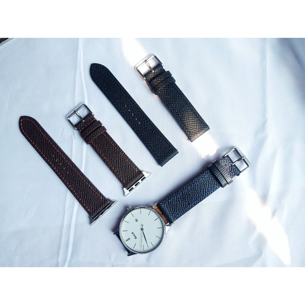 Dây đồng hồ da bò thật , khâu tay thủ công, size 18mm 20mm 22mm 24mm, dây đeo đồng hồ nam nữ handmade cao cấp