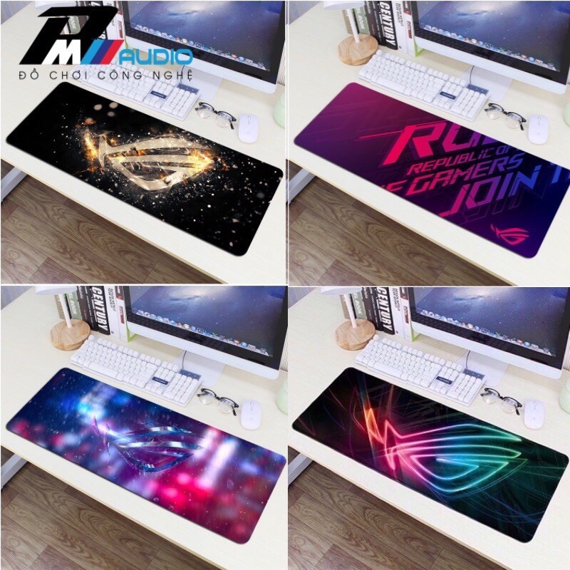 Lót chuột cỡ lớn, bàn di chuột ASUS ROG size lớn,800x300x2mmđế chống trượt tốt, di chuột êm ái [Full Box]-BMVAUDIO