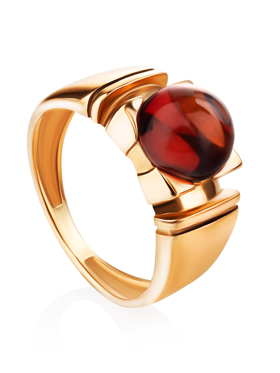 Nhẫn hổ phách baltic màu cognac vàng 14k