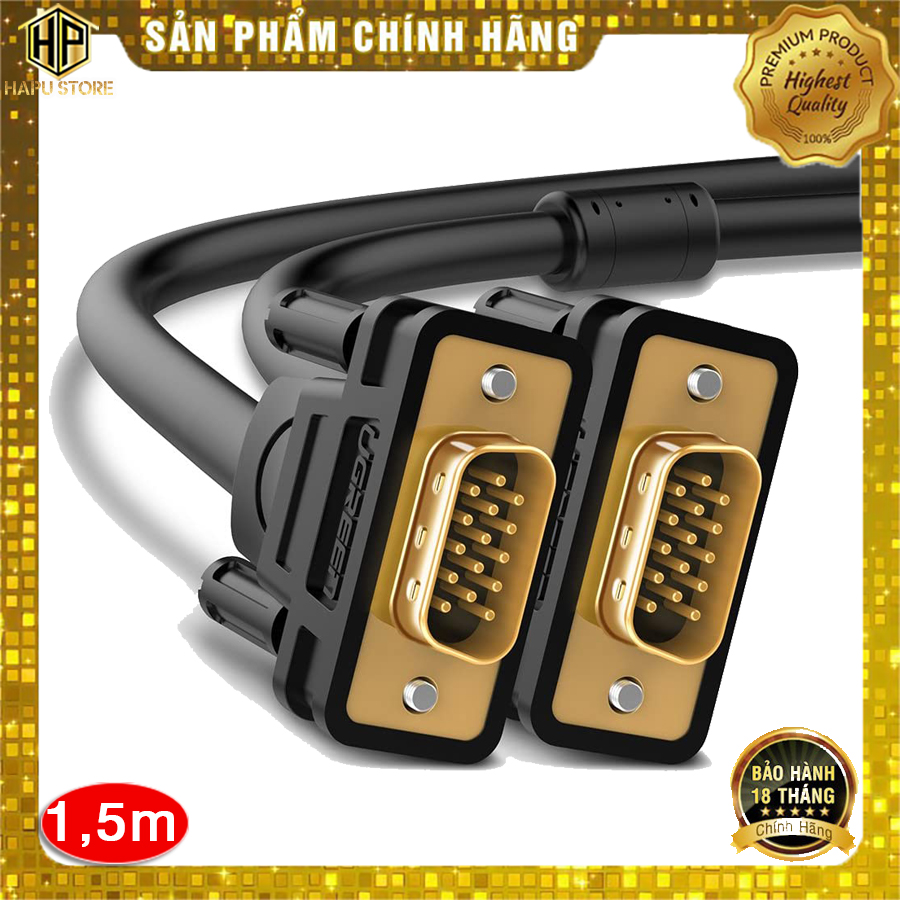 Cáp vga ugreen 11630 dài 1,5m - dây vga chính hãng hỗ trợ full hd - hapustore