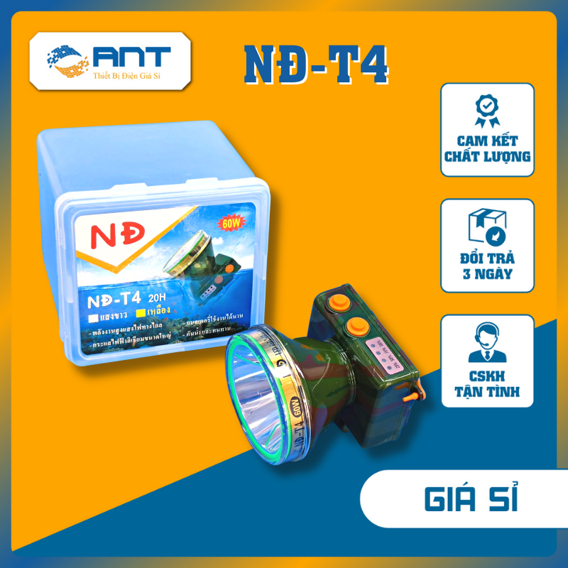 Đèn đội đầu thái siêu sáng chống nước , có hiển thị pin , công suất 60w ,ND-T4