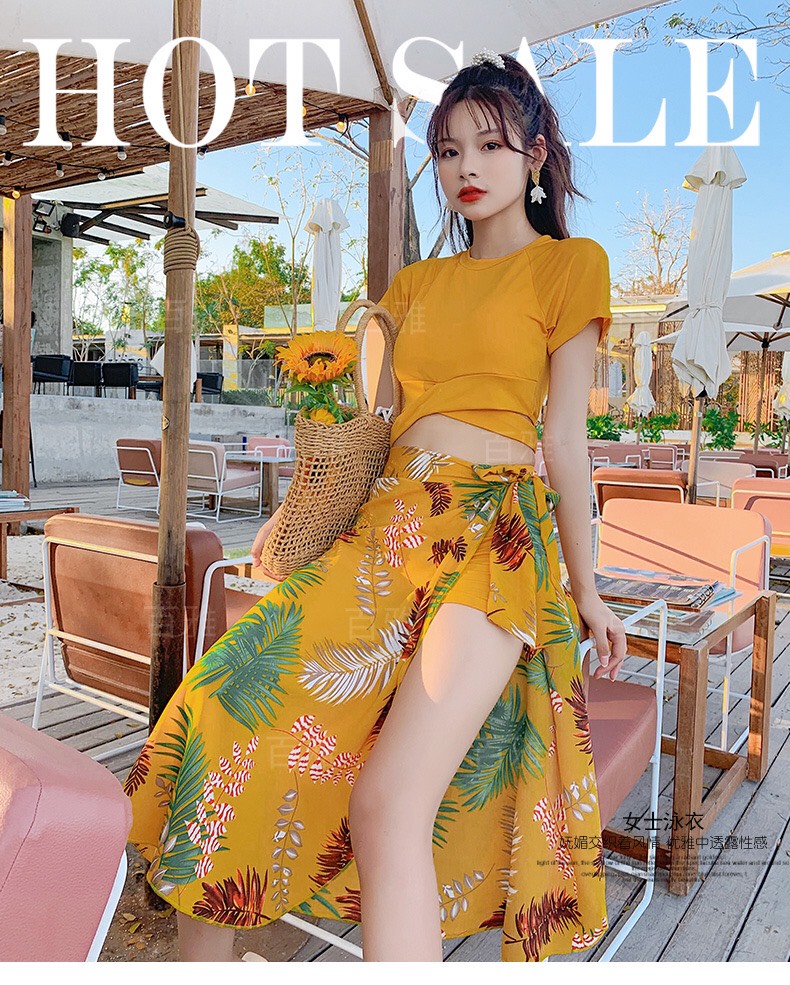 Bộ bơi set 3 hoạ tiết lá dừa