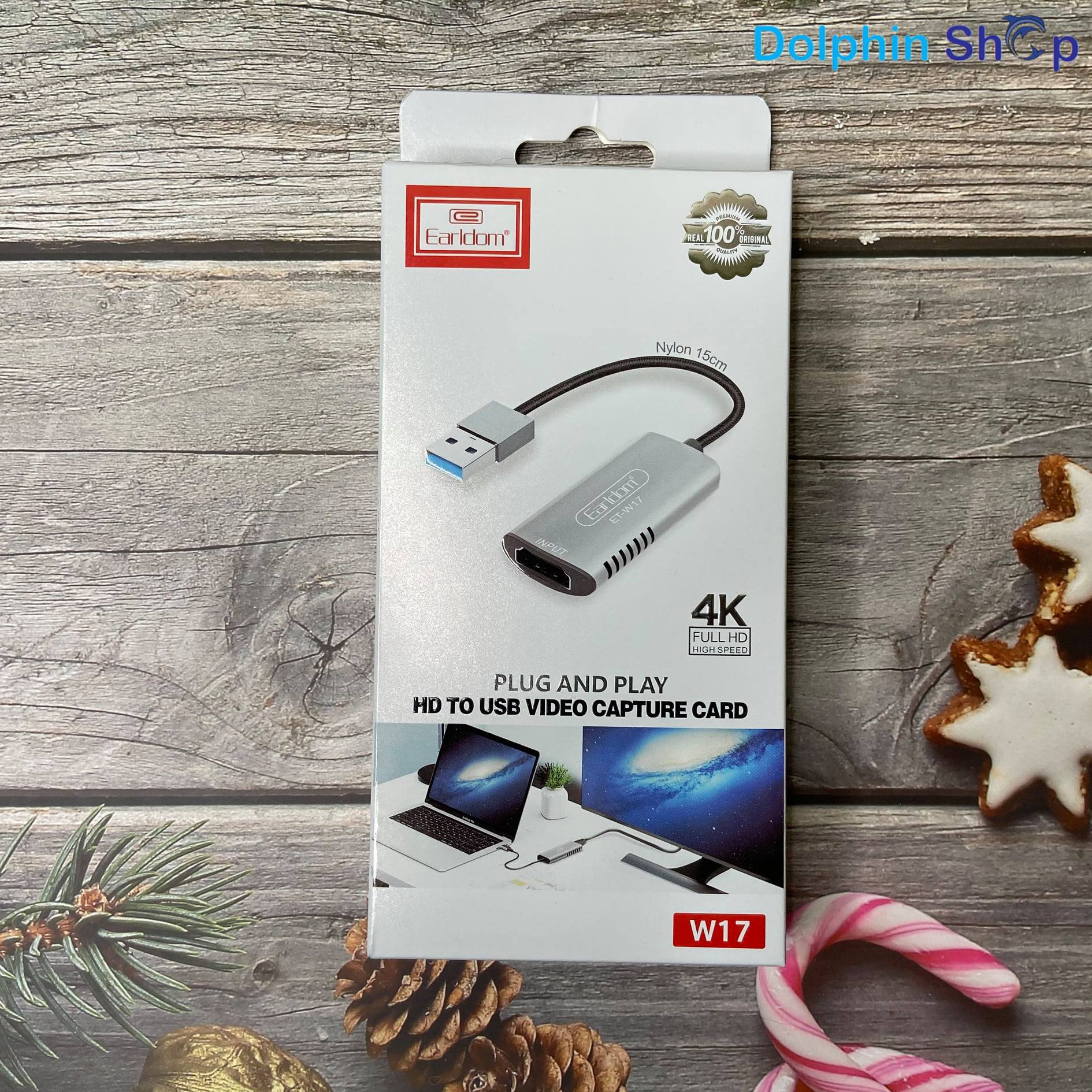 Cáp phát livestream trực tiếp từ máy ảnh, máy chơi game hdmi to usb 3.0 video capture earldom et-w17