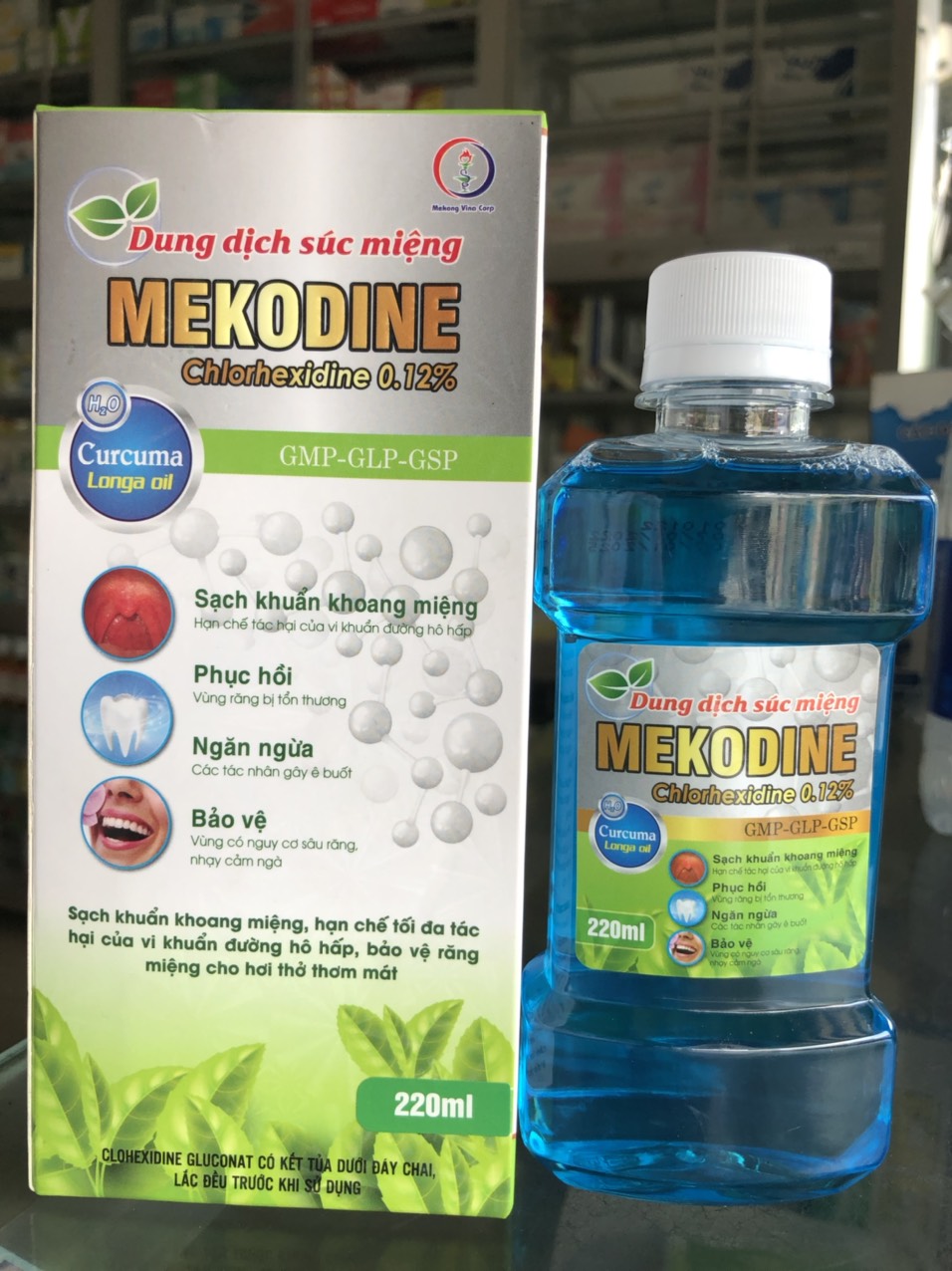 Dung dịch súc miệng mekodine chlorhexidine 0.12% - hộp 1 chai 220ml
