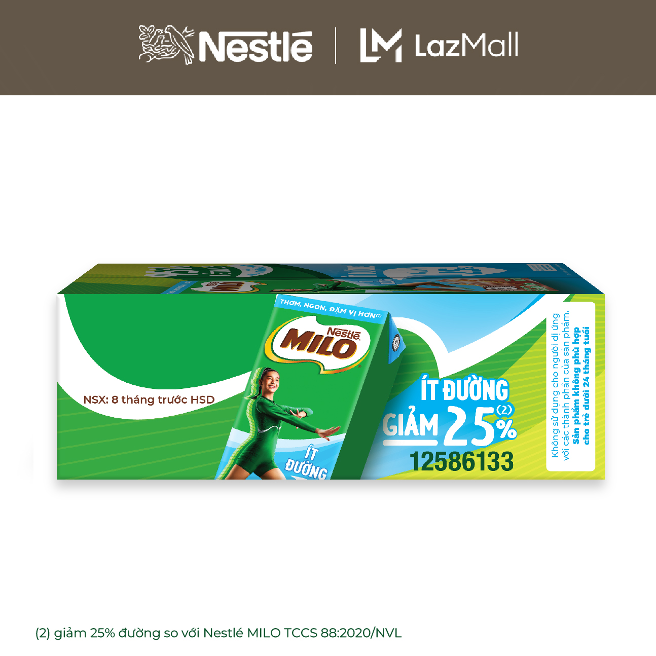   ƯU ĐÃI THÁNG 1   FREESHIP HCM  Sữa lúa mạch Nestlé® MILO® ít đường thùng 48 hộp x 180ml  1x4x180ml  