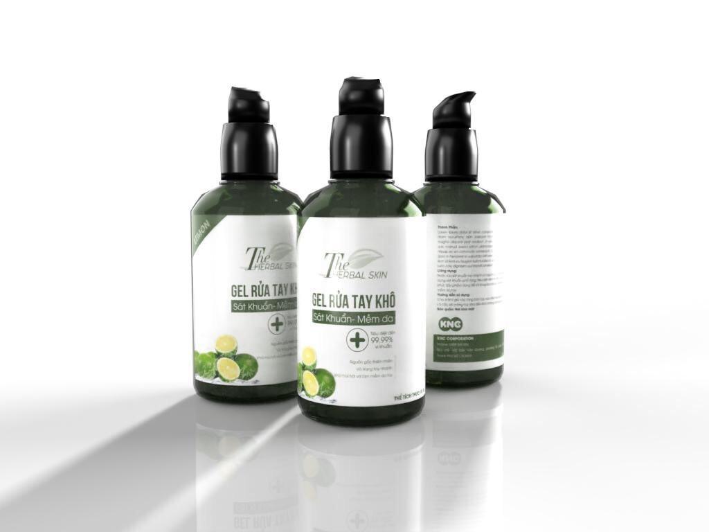 Gel rửa tay khô The Herbal Skin KNC sát khuẩn làm mềm da tiêu diệt đến 99% vi khuẩn chống dịch Corona 80ml