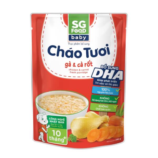 Cháo tươi cho bé sài gòn food vị gà & cà rốt 240g