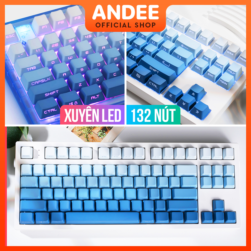 Keycap nút bàn phím Blue Gradient xuyên LED profile OEM dành cho bàn phím cơ