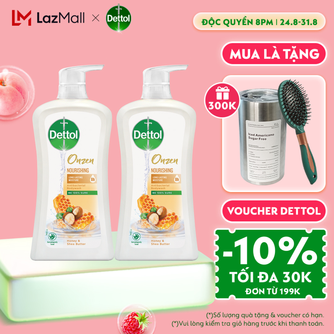 Combo 2 sữa tắm Dettol Onzen kháng khuẩn dưỡng thể 950g