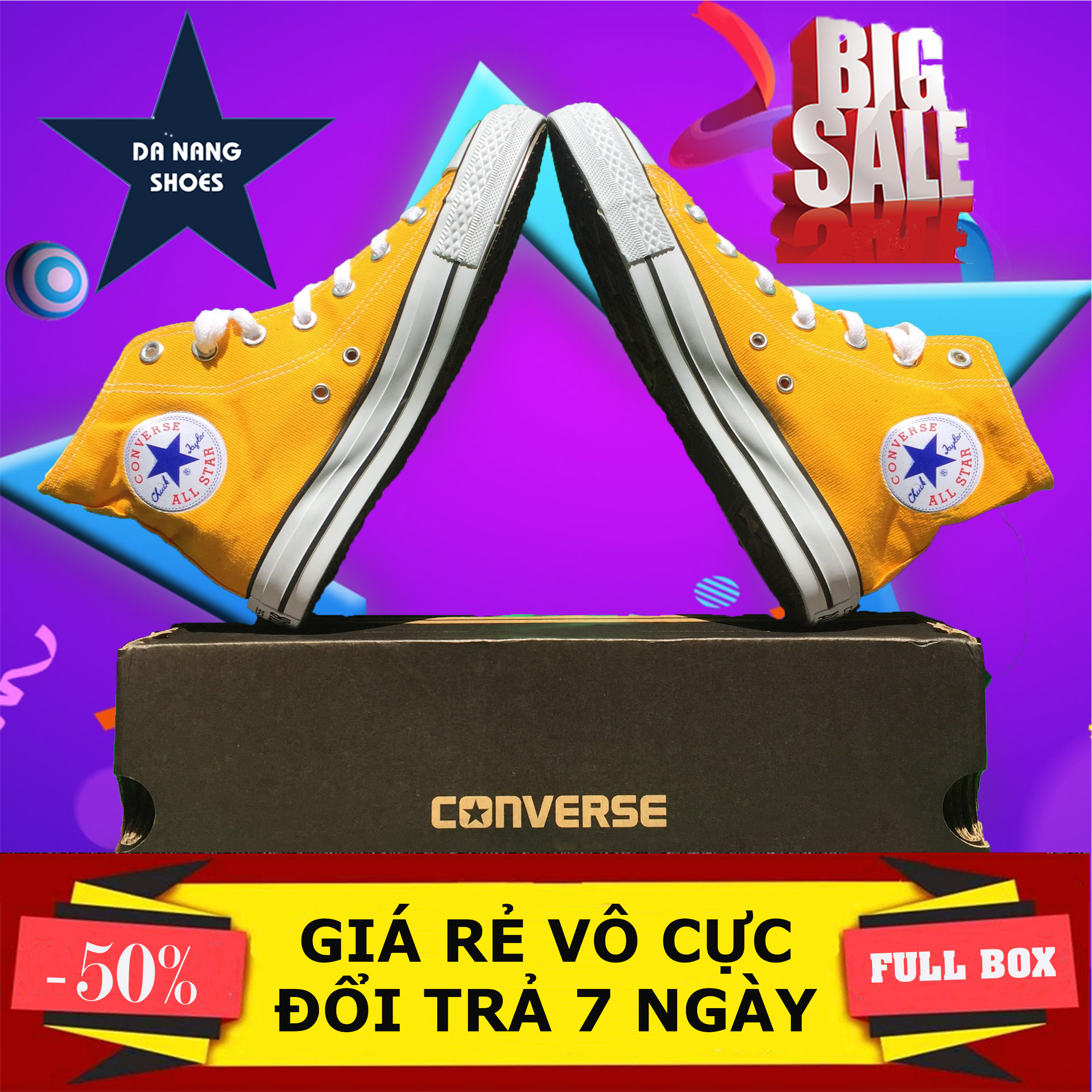 Giày Thể Thao Sneaker Converse Cổ Cao Nữ Màu Vàng, Giày Converse Nữ