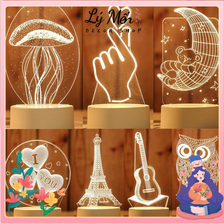 Đèn 3D đèn ngủ Trang trí Decor kèm Hộp Quà tặng độc đáo