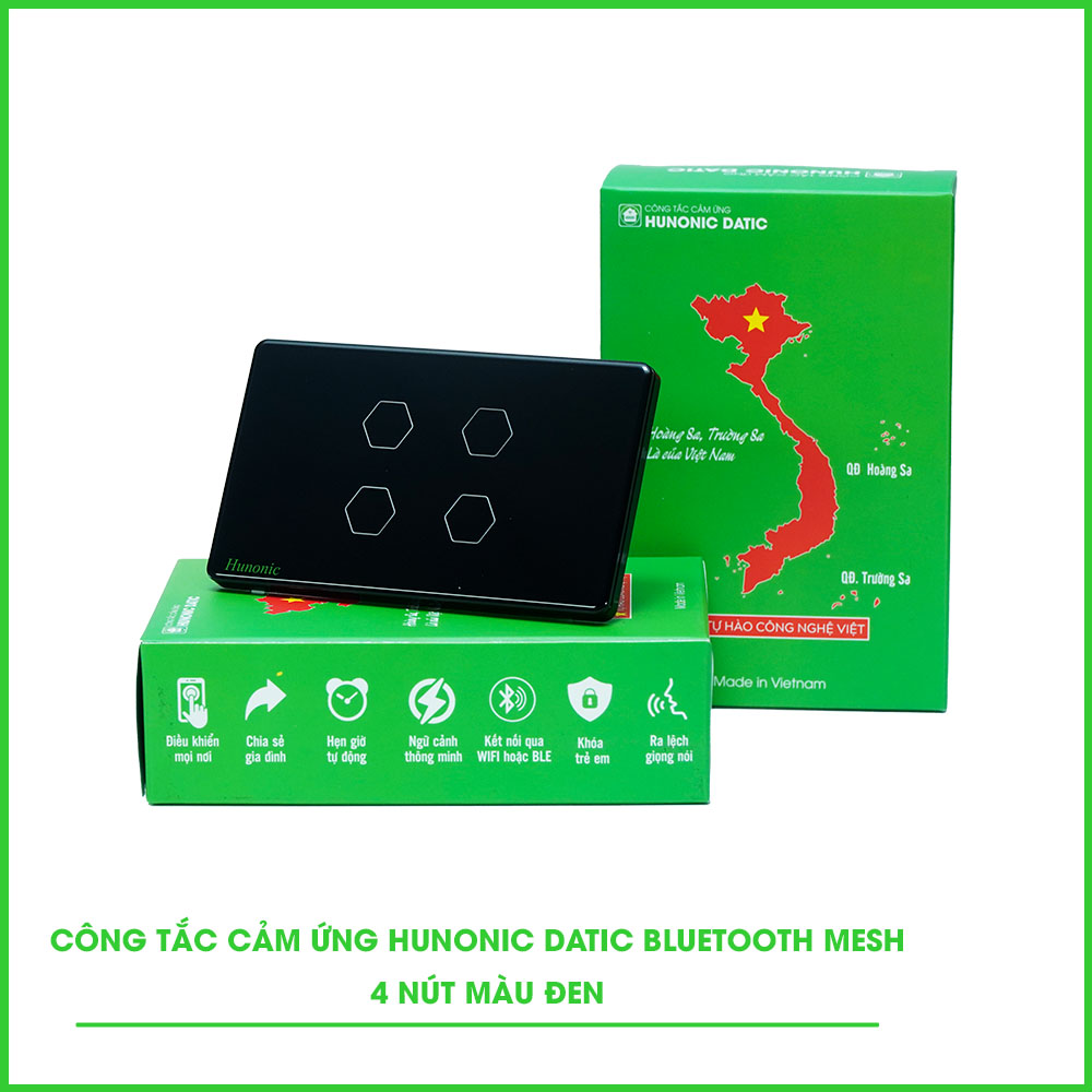 Công Tắc Cảm Ứng Hunonic Datic  Bluetooth Mesh Màu Đen