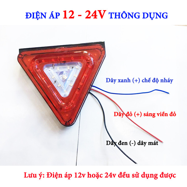 Đèn tam giác đỏ cảnh báo 12-24v