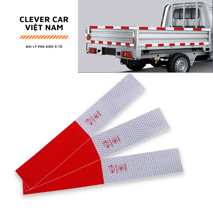 Tem Dán Phản Quang Chuyên Dụng Trắng Đỏ Cho Ô Tô xe tải xe container